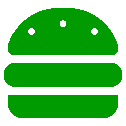 A green hamburger with the word " android " on it.