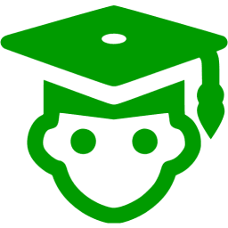 A green drawing of a person wearing a graduation cap